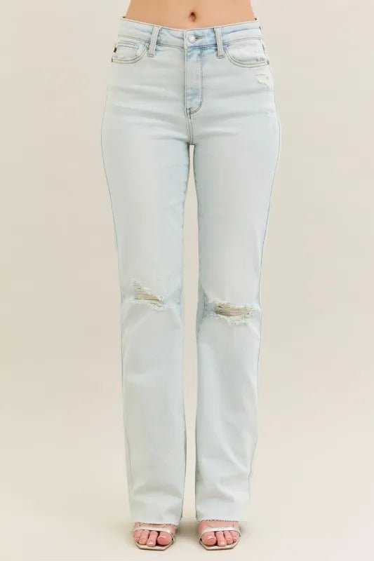 Judy Blue - Light Wash High Rise Distressed Bootcut Jeans