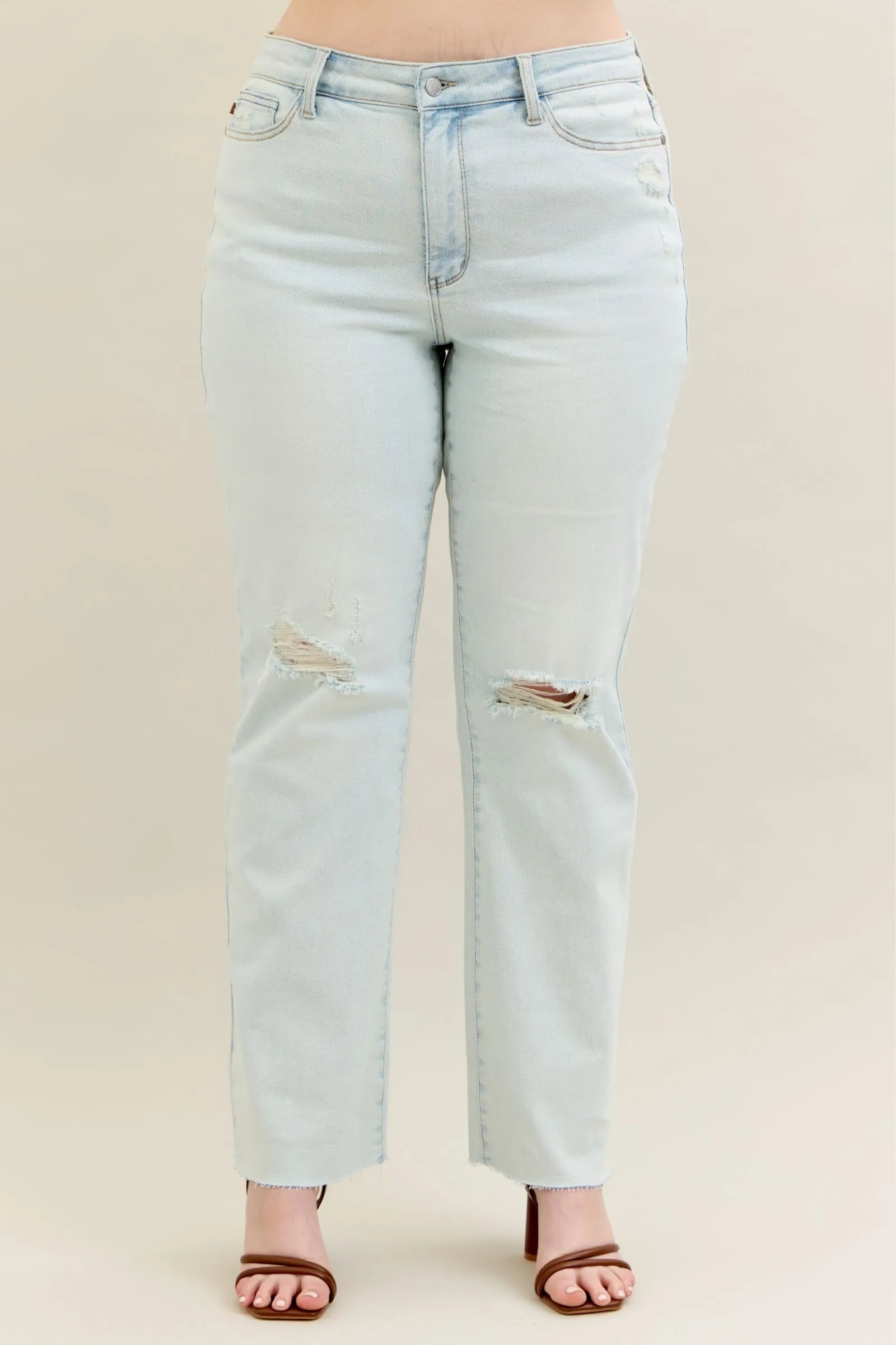 Judy Blue - Light Wash High Rise Distressed Bootcut Jeans