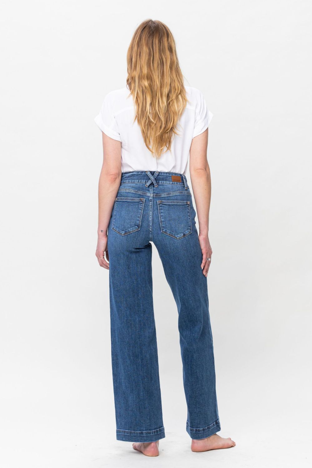 Judy Blue - Medium Wash Double Button Wide Leg Jeans