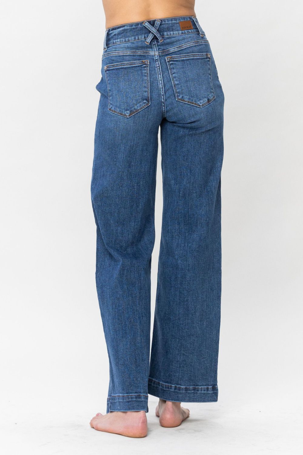 Judy Blue - Medium Wash Double Button Wide Leg Jeans