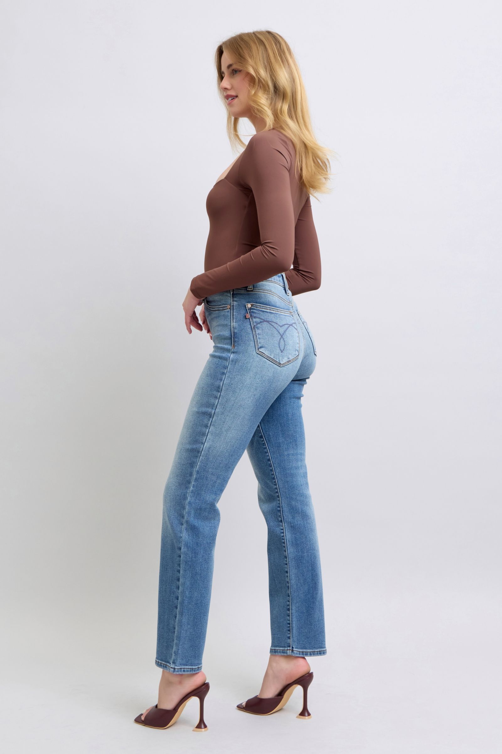 Judy Blue - Medium Wash Fleece Lined Straight Leg Jeans