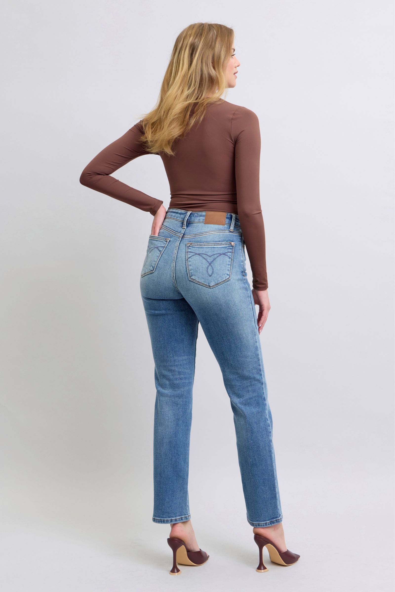 Judy Blue - Medium Wash Fleece Lined Straight Leg Jeans