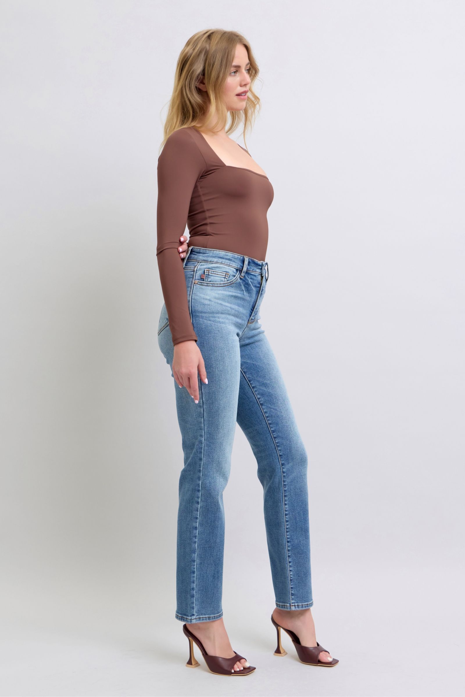 Judy Blue - Medium Wash Fleece Lined Straight Leg Jeans