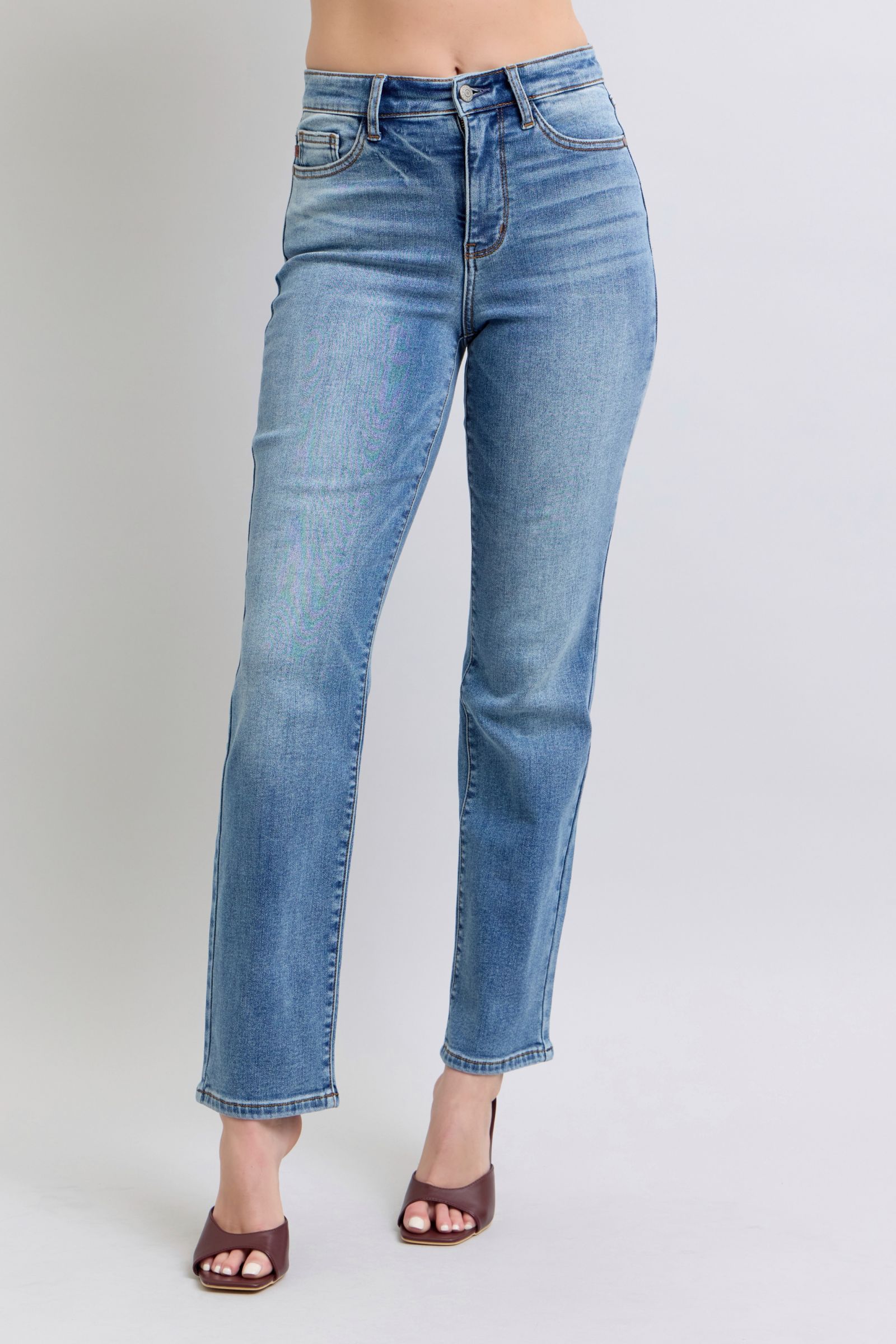 Judy Blue - Medium Wash Fleece Lined Straight Leg Jeans