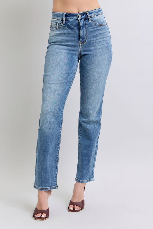 Judy Blue - Medium Wash Fleece Lined Straight Leg Jeans