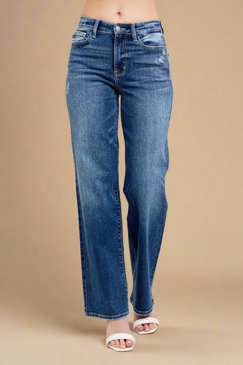 Judy Blue - Medium Wash High Rise Wide Leg Jeans