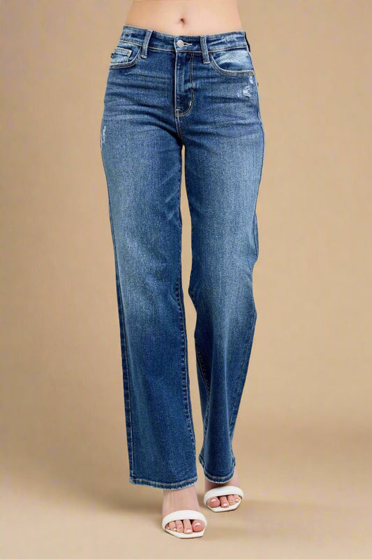 Judy Blue - Medium Wash High Rise Wide Leg Jeans