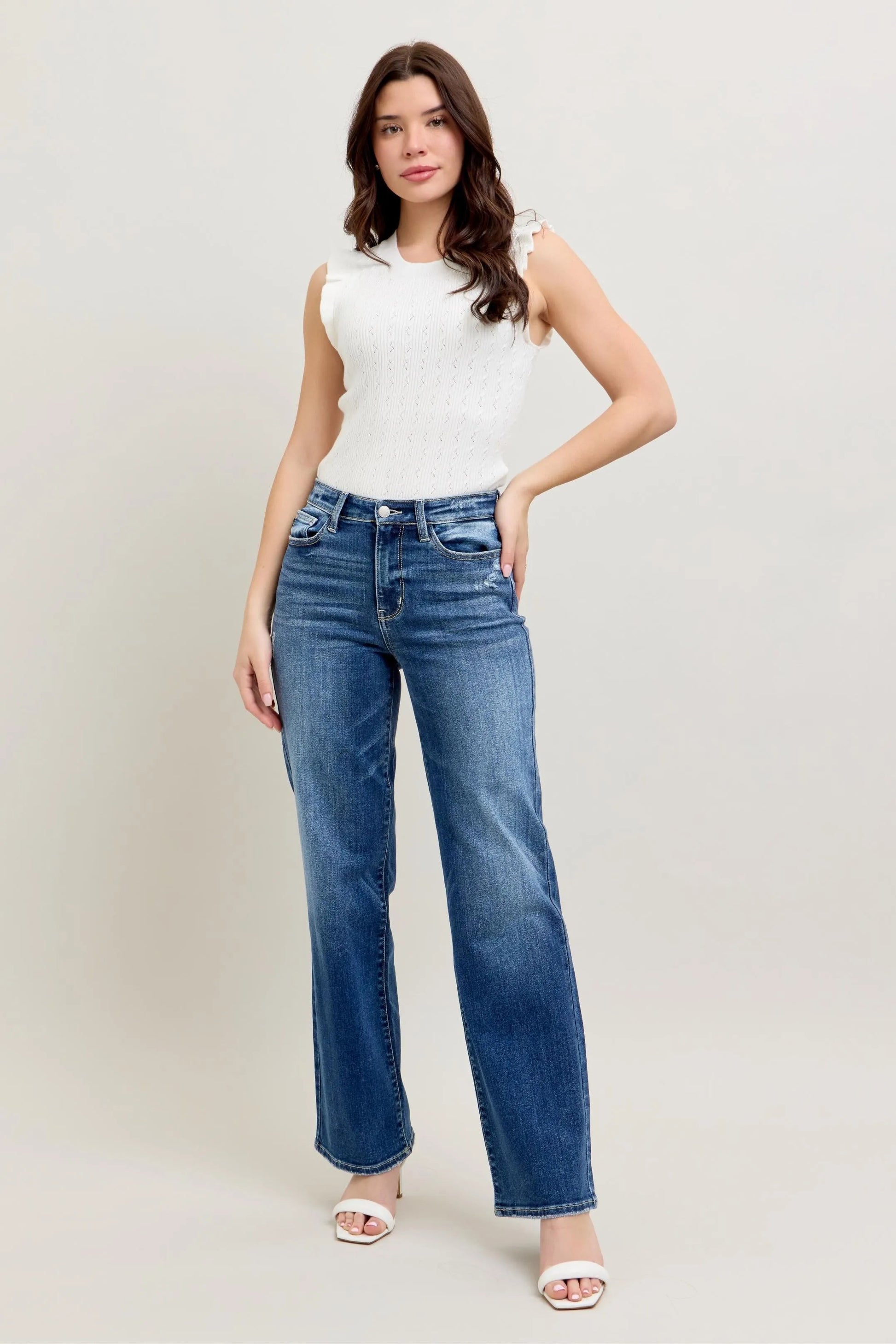 Judy Blue - Medium Wash High Rise Wide Leg Jeans