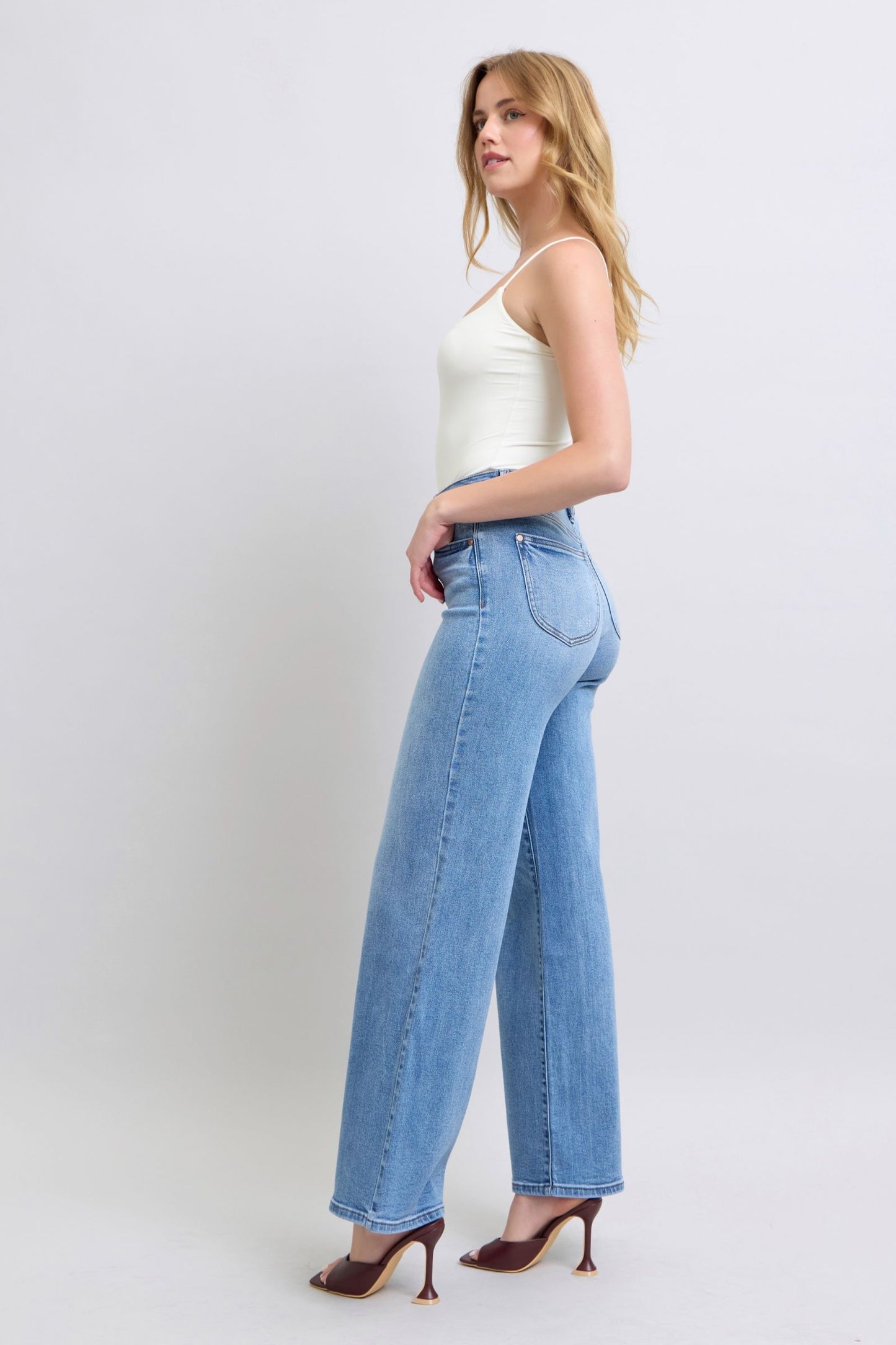 Judy Blue - Medium Wash High Waist Wide Leg Jeans