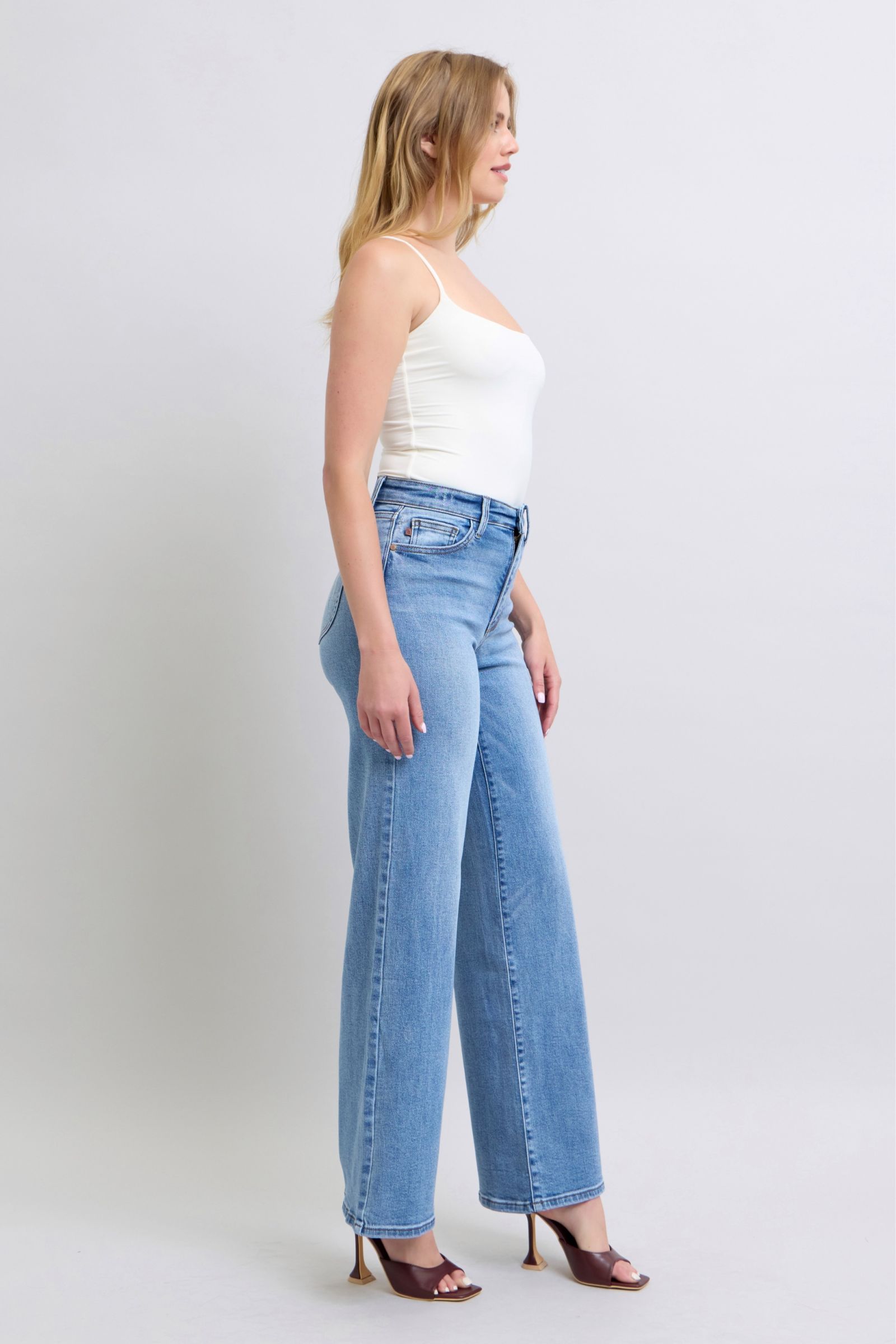 Judy Blue - Medium Wash High Waist Wide Leg Jeans