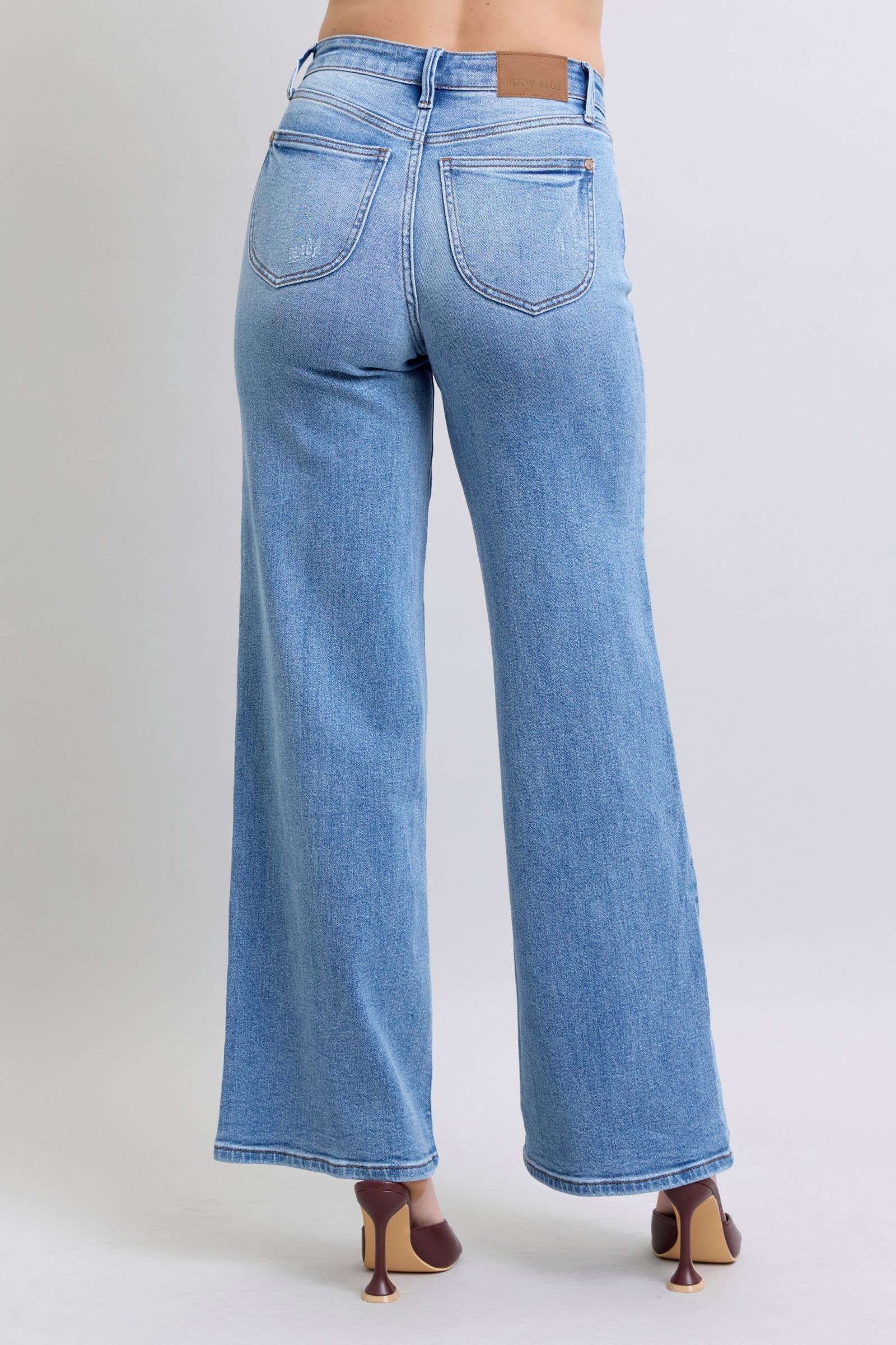 Judy Blue - Medium Wash High Waist Wide Leg Jeans