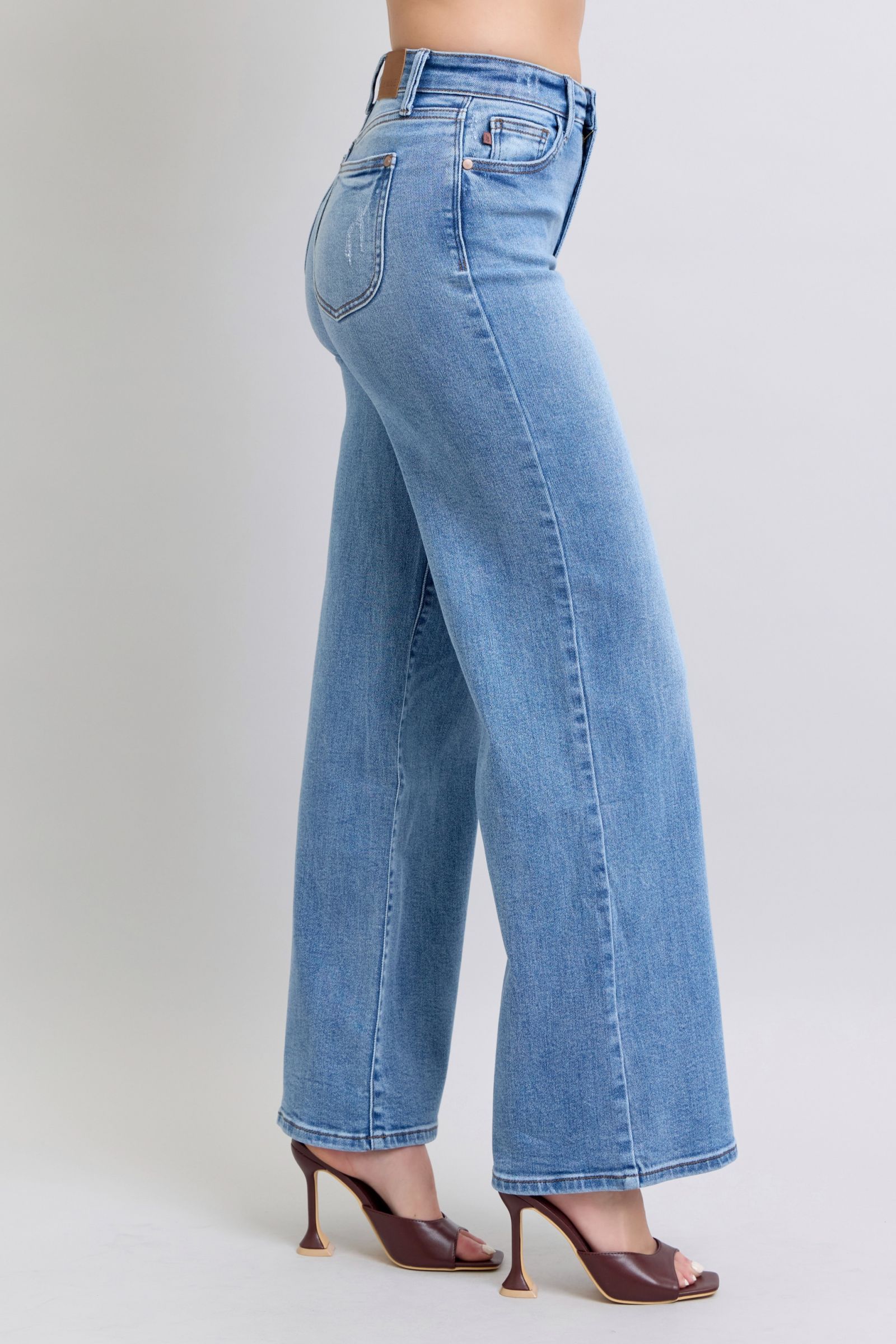 Judy Blue - Medium Wash High Waist Wide Leg Jeans