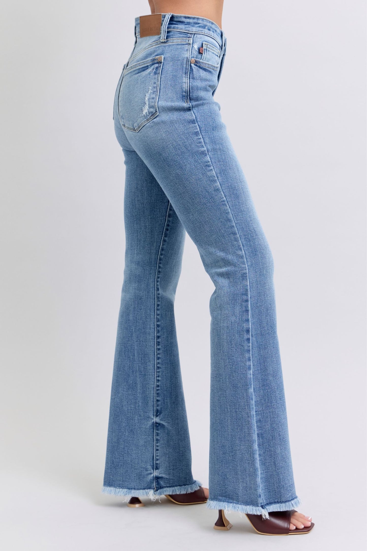 Judy Blue - Medium Wash Raw Hem High Rise Bootcut Jeans