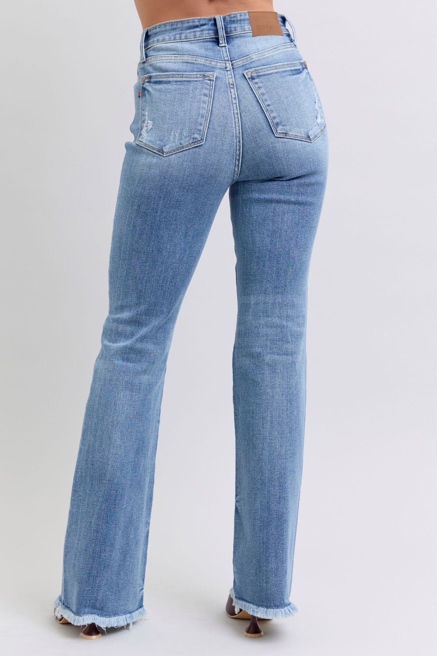 Judy Blue - Medium Wash Raw Hem High Rise Bootcut Jeans