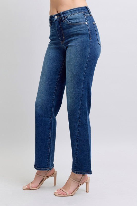 Judy Blue - Medium Wash Side Seam Detail Straight Leg Jeans