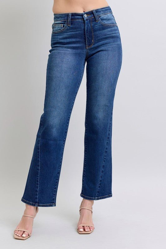 Judy Blue - Medium Wash Side Seam Detail Straight Leg Jeans