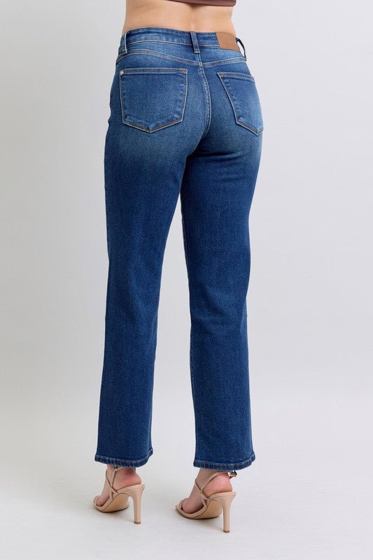 Judy Blue - Medium Wash Side Seam Detail Straight Leg Jeans