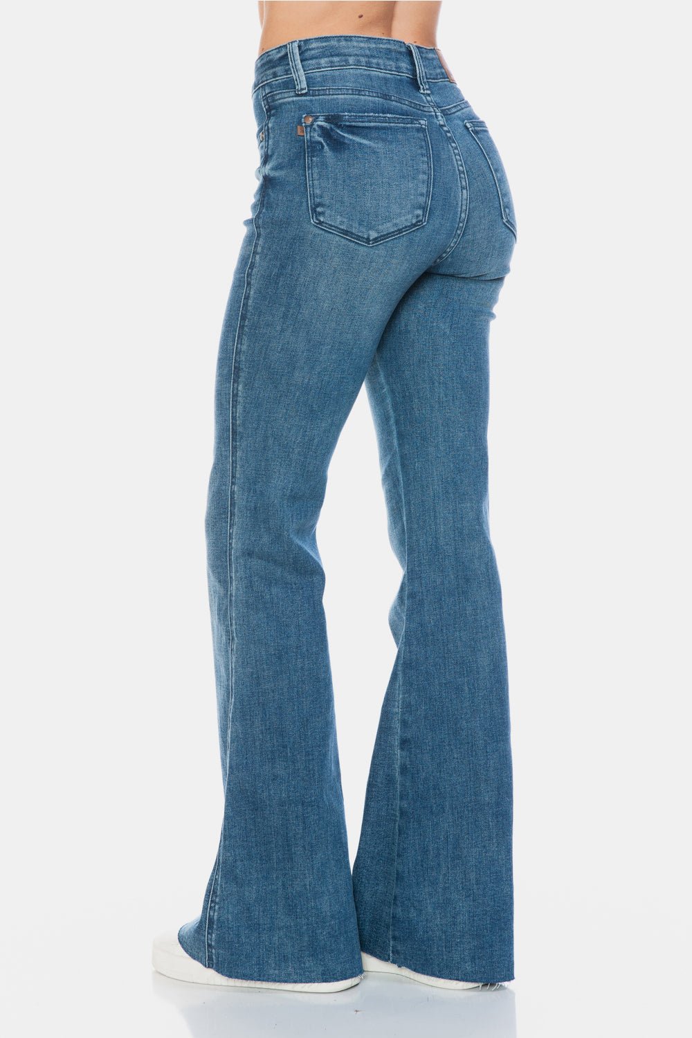 Judy Blue - Medium Wash Tummy Control Cut Hem Flare Jeans