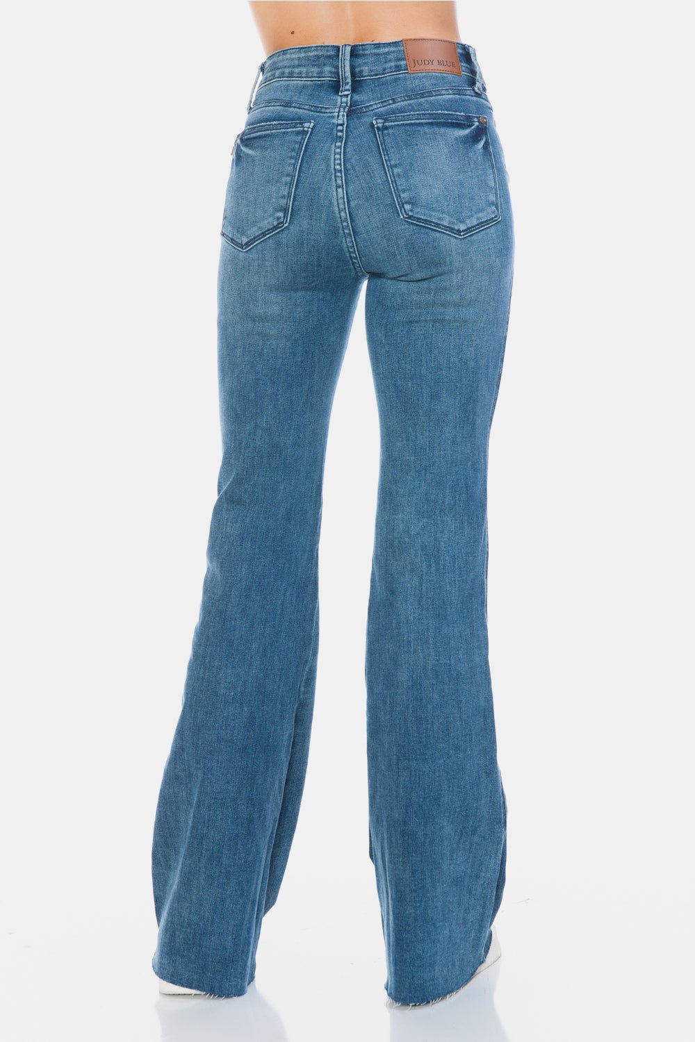 Judy Blue - Medium Wash Tummy Control Cut Hem Flare Jeans