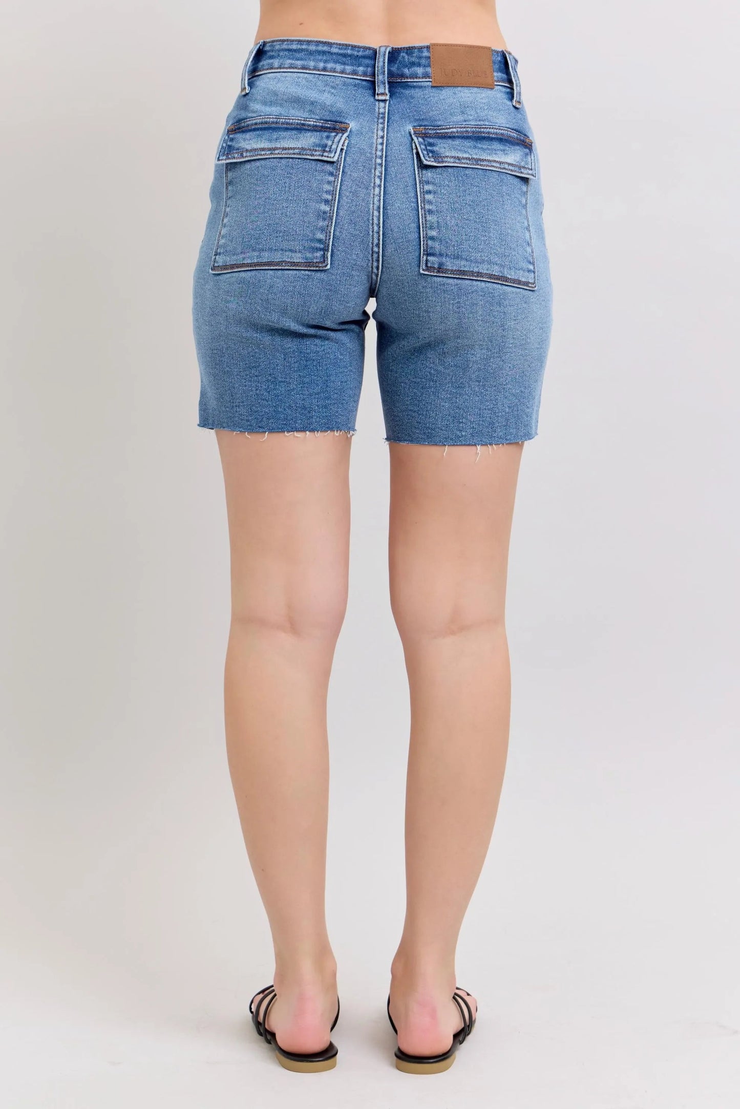 Judy Blue - Medium Wash Utility Pocket Denim Shorts