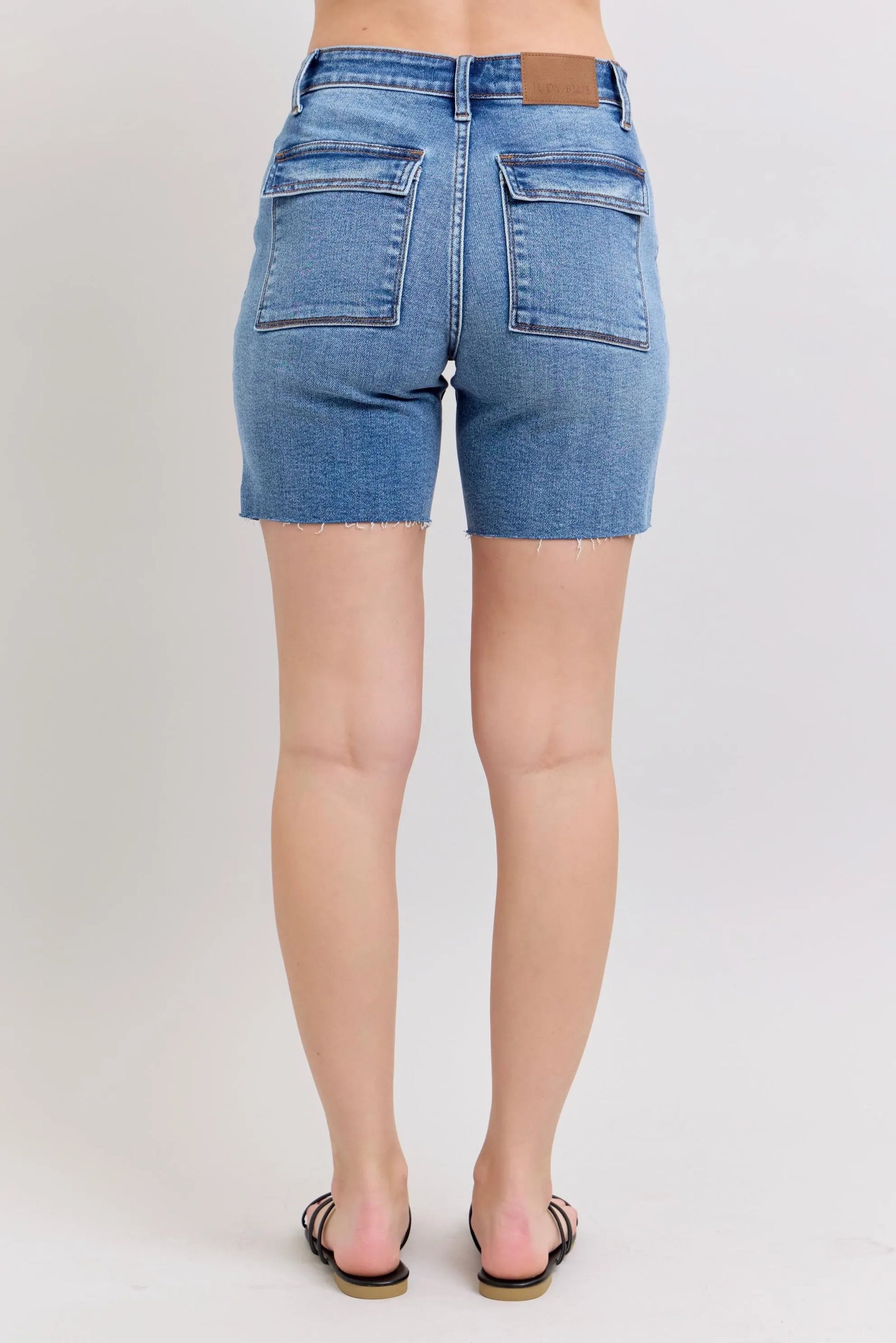 Judy Blue - Medium Wash Utility Pocket Denim Shorts