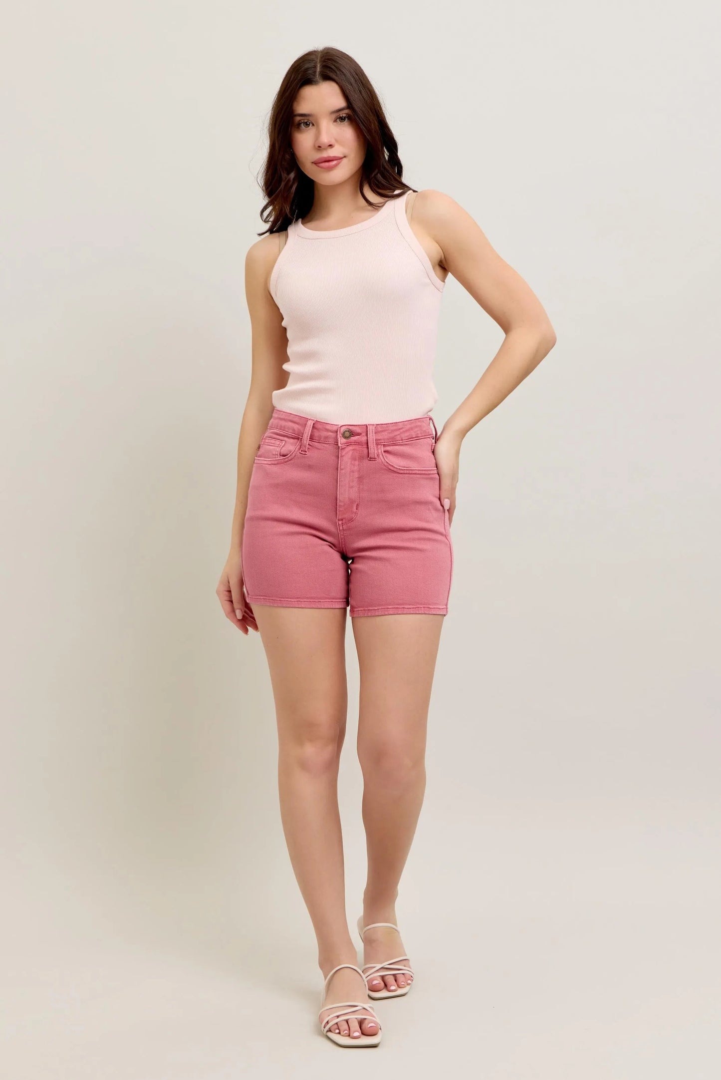 Judy Blue - Rose Pink High Waisted Denim Shorts
