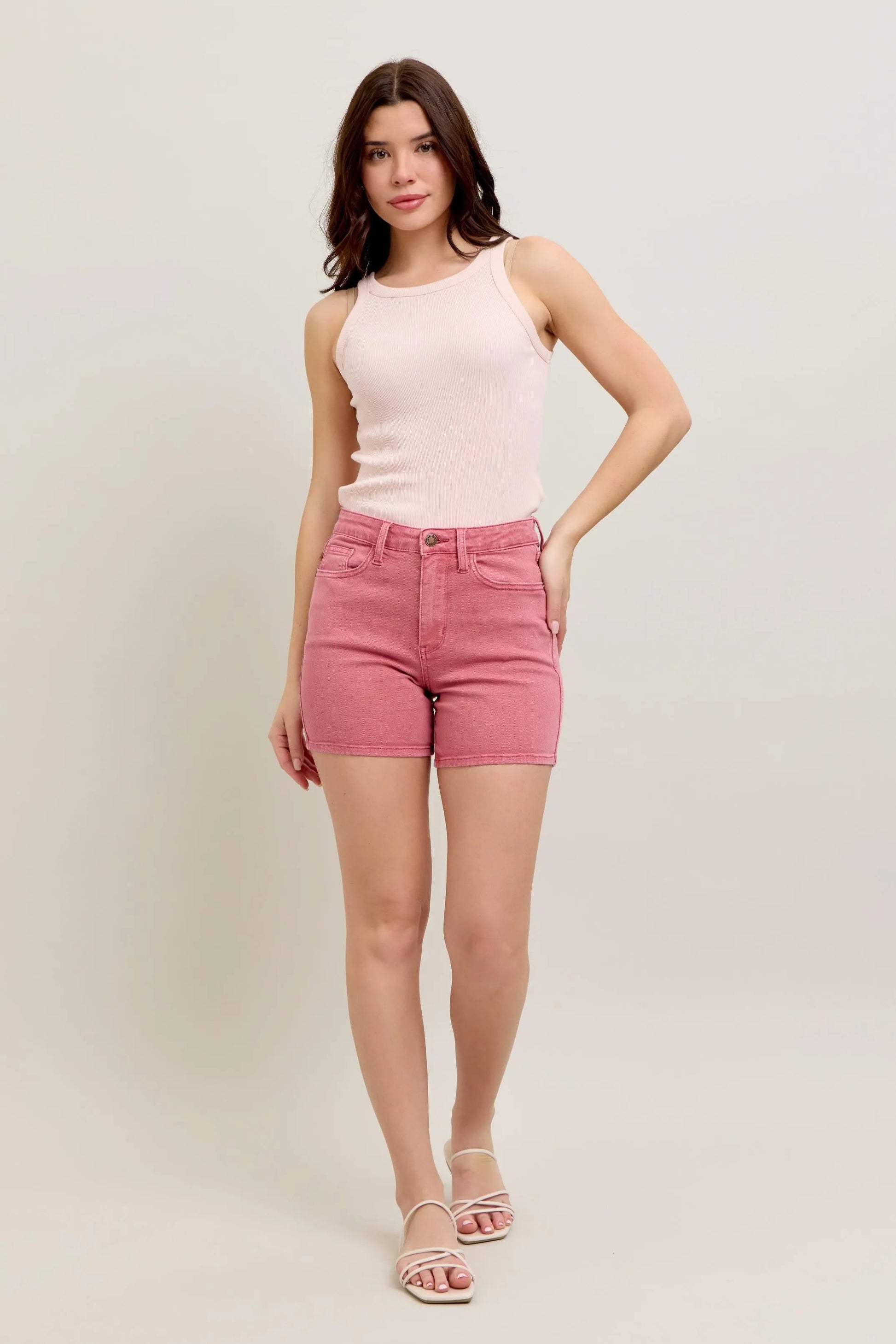Judy Blue - Rose Pink High Waisted Denim Shorts