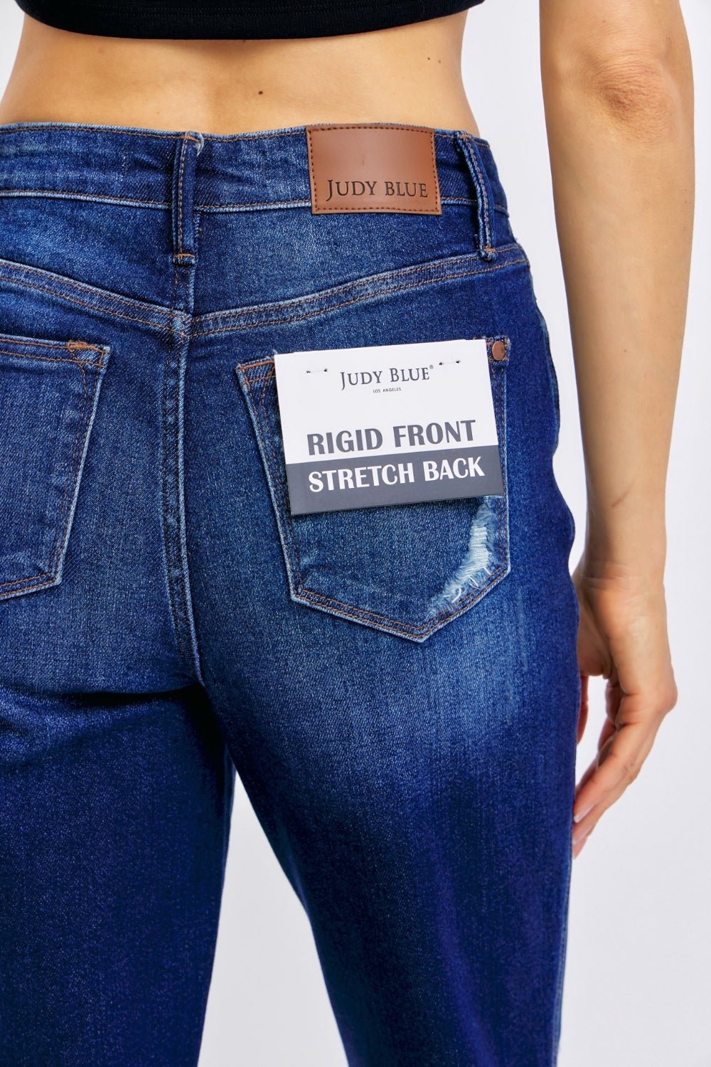 Judy BlueDark Wash High Waist Rigid Magic Heavy Destroy Straight Jeans