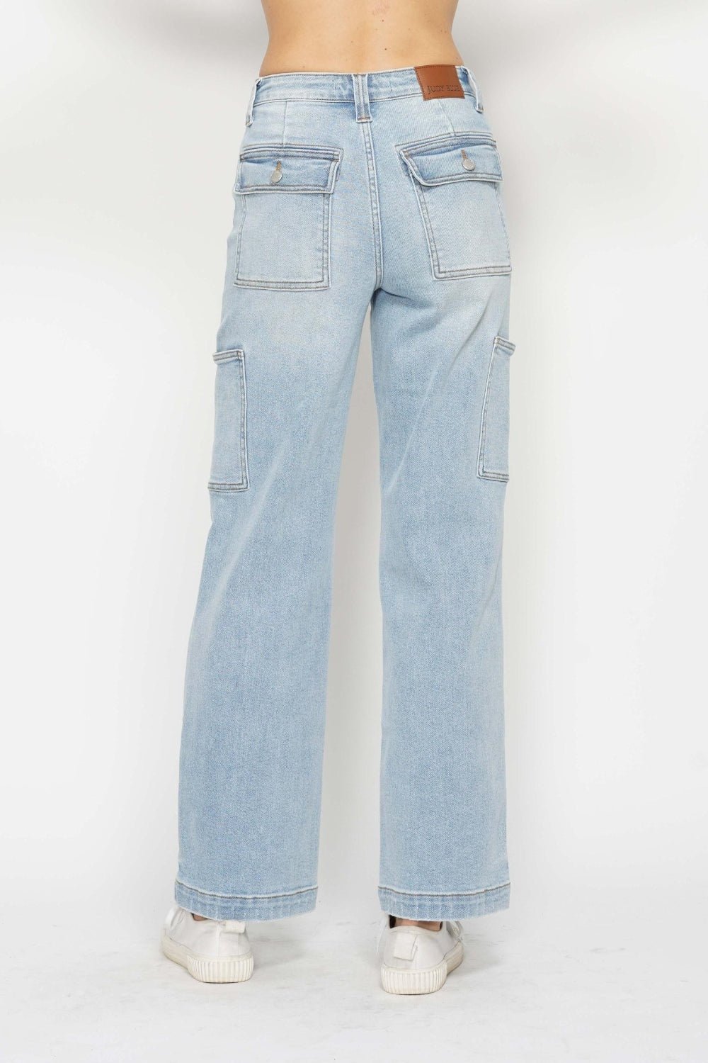 Judy BlueLight Wash High Waist Straight Cargo Jeans