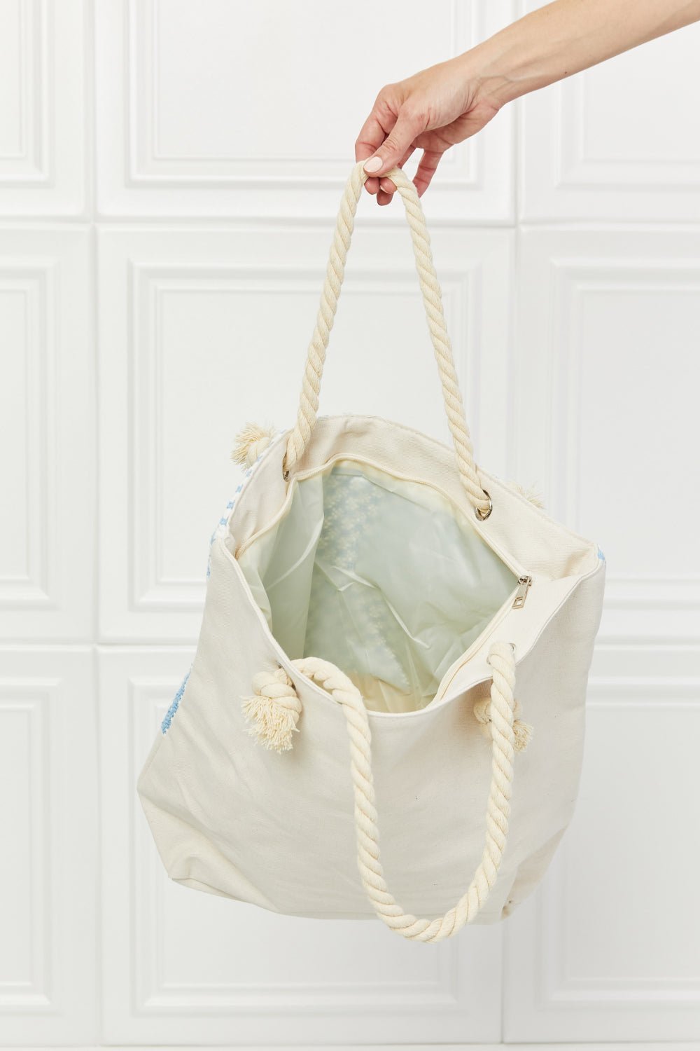 Justin Taylor - Chambray Plaid Tassel Tote Bag