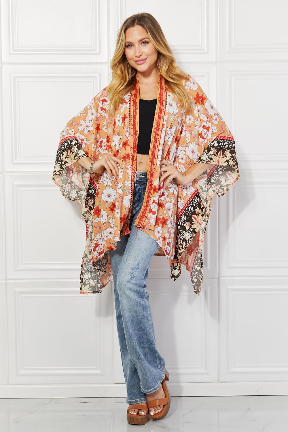 Justin Taylor - Cover - Up Kimono in Floral Peach