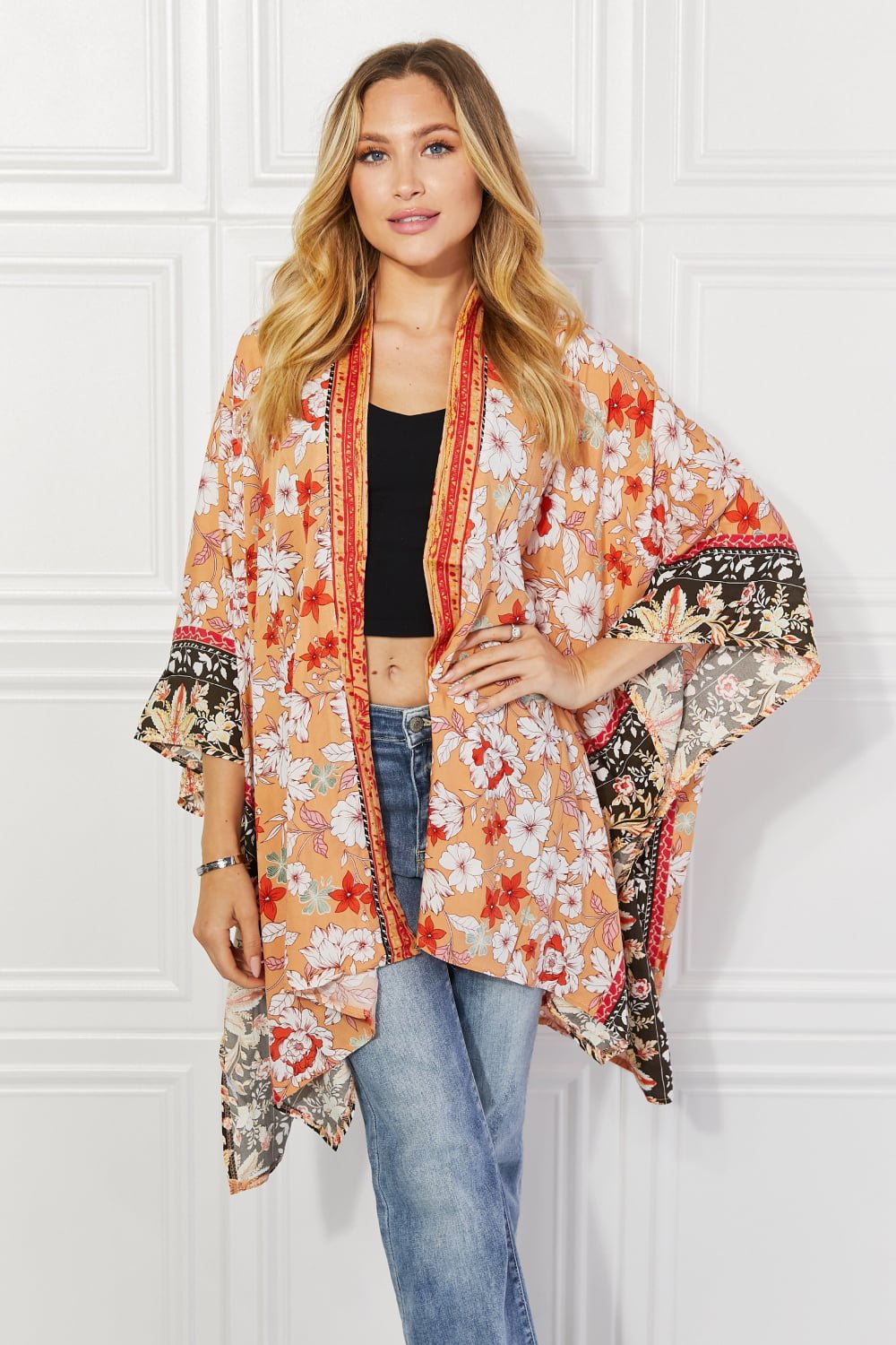 Justin Taylor - Cover - Up Kimono in Floral Peach