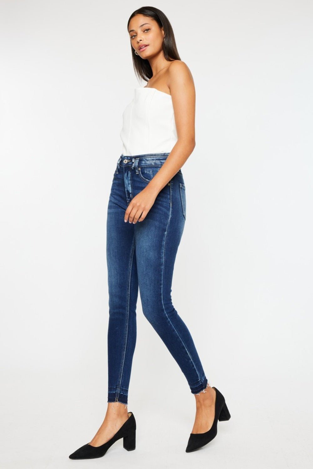 Kancan - Dark Wash High Rise Ankle Skinny Jeans