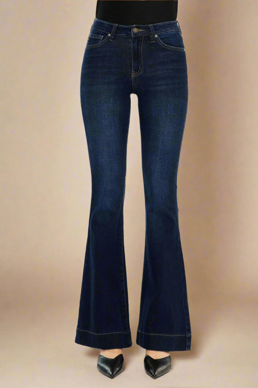 Kancan - Dark Wash High Rise Slim Fit Flare Jeans