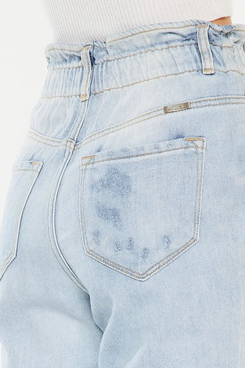Kancan - High - Rise Distressed Boyfriend Jeans – Light Wash Denim