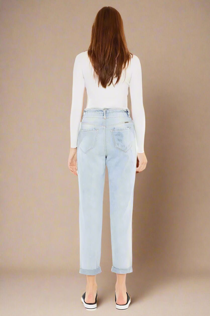 Kancan - High - Rise Distressed Boyfriend Jeans – Light Wash Denim