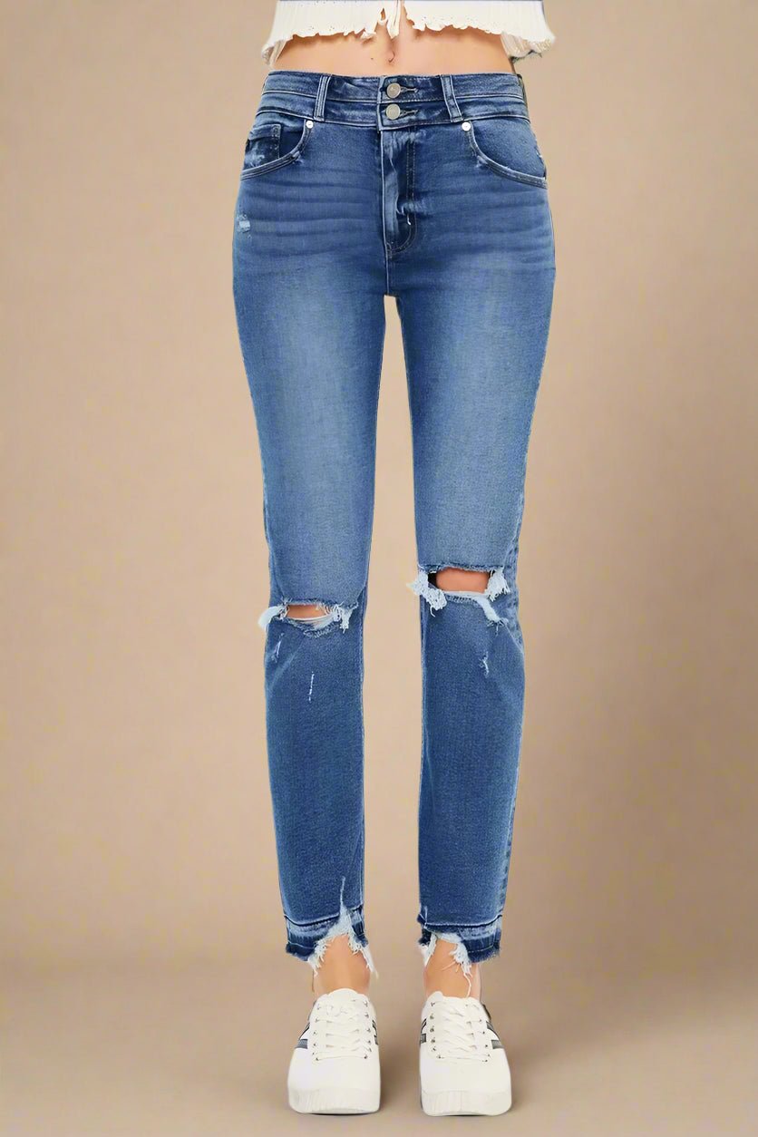 Kancan - High Rise Distressed Skinny Jeans – Medium Wash