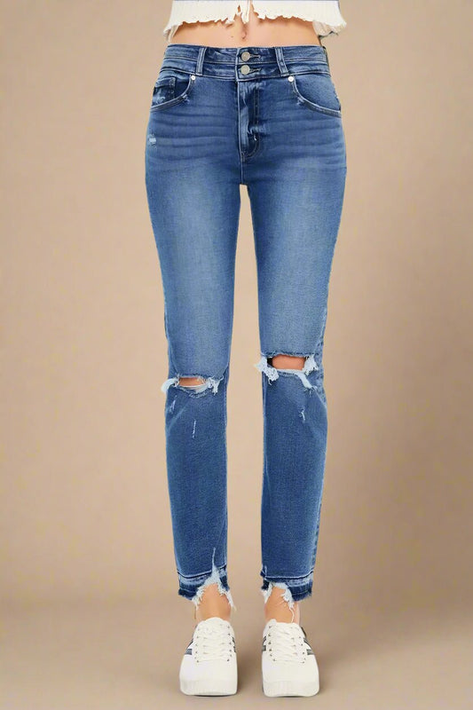 Kancan - High Rise Distressed Skinny Jeans – Medium Wash