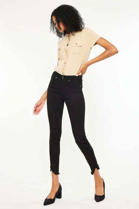 Kancan - High Rise V - Hem Skinny Jeans in Black