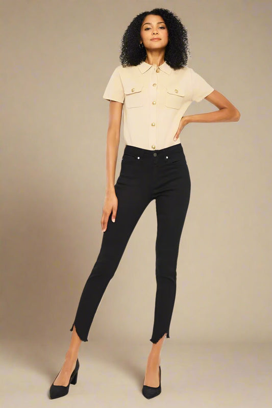 Kancan - High Rise V - Hem Skinny Jeans in Black