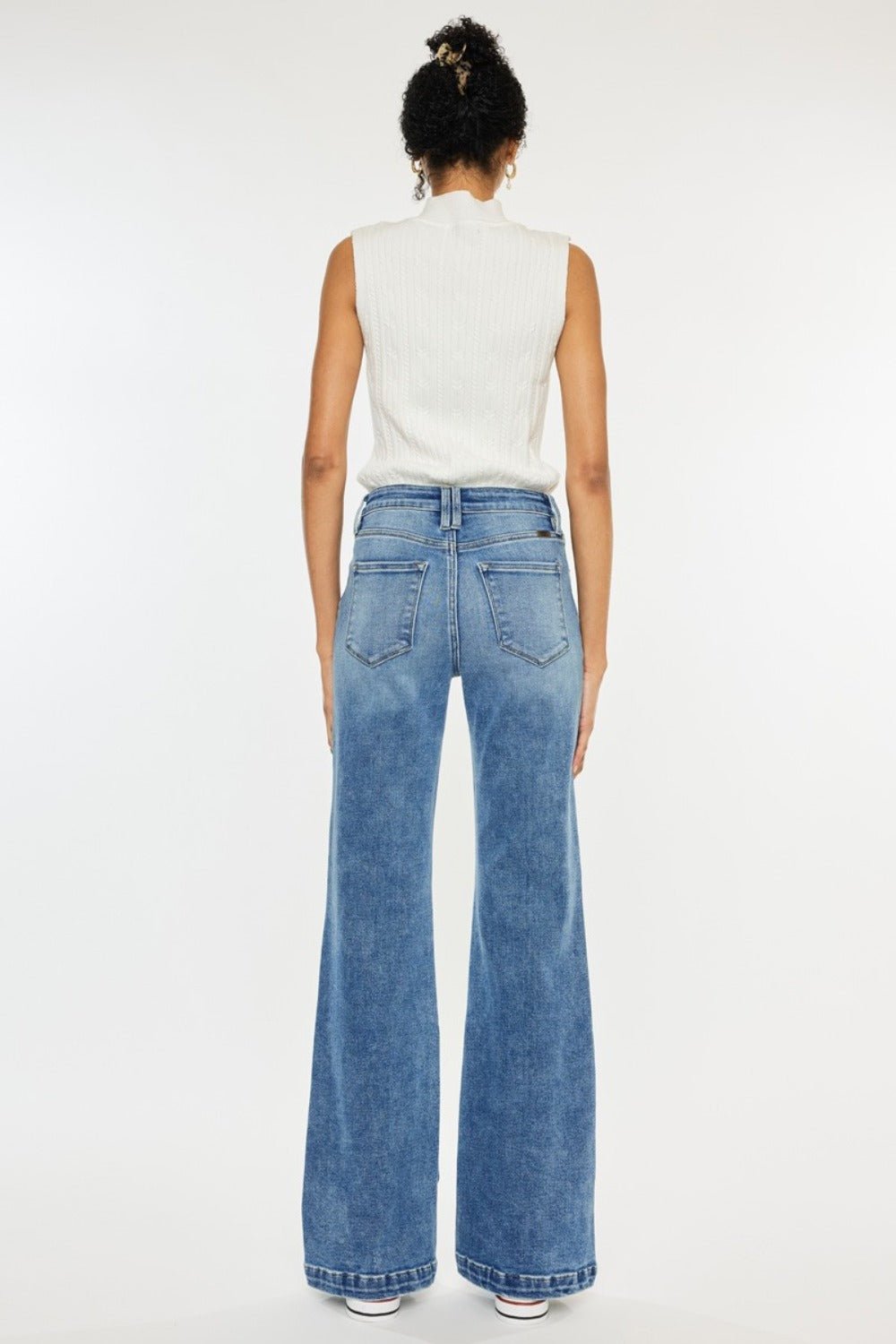 Kancan - Medium Wash High Rise Wide Leg Jeans