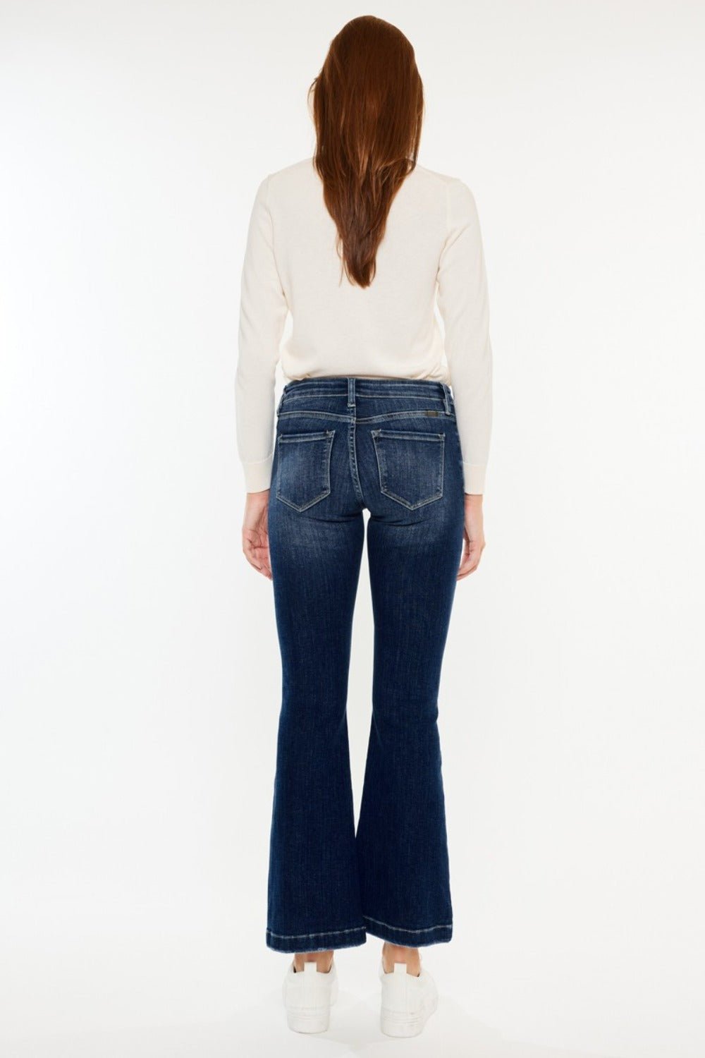 Kancan - Medium Wash Mid Rise Button Fly Flare Jeans