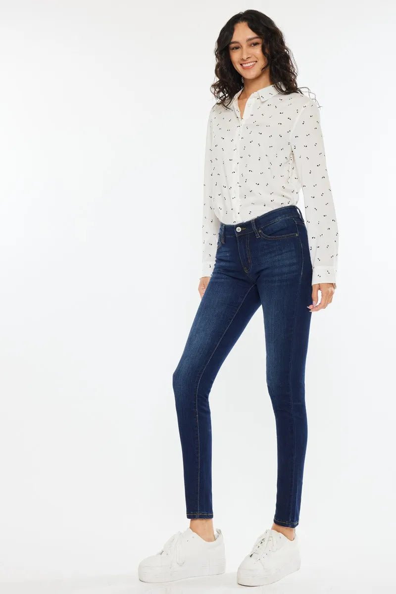Kancan - Mid Rise Skinny Jeans in Dark Wash