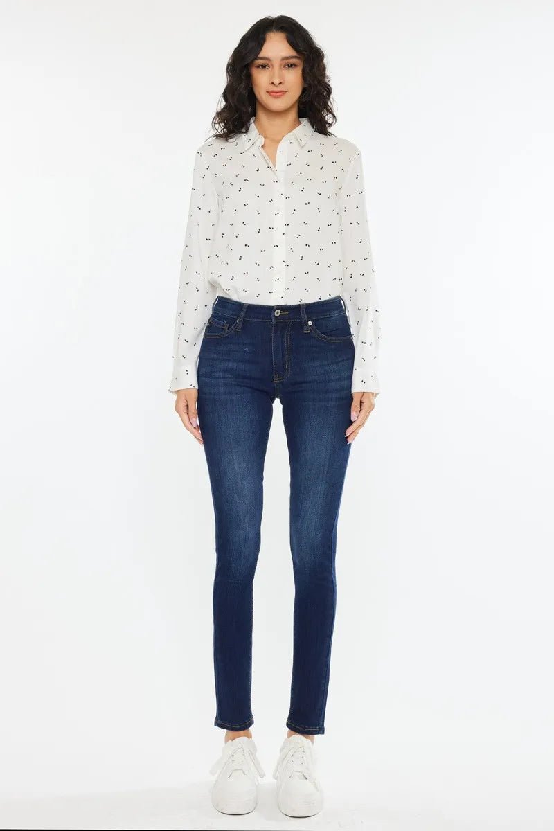 Kancan - Mid Rise Skinny Jeans in Dark Wash