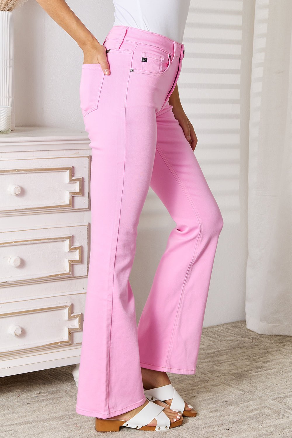 Kancan - Pink High Rise Bootcut Jeans