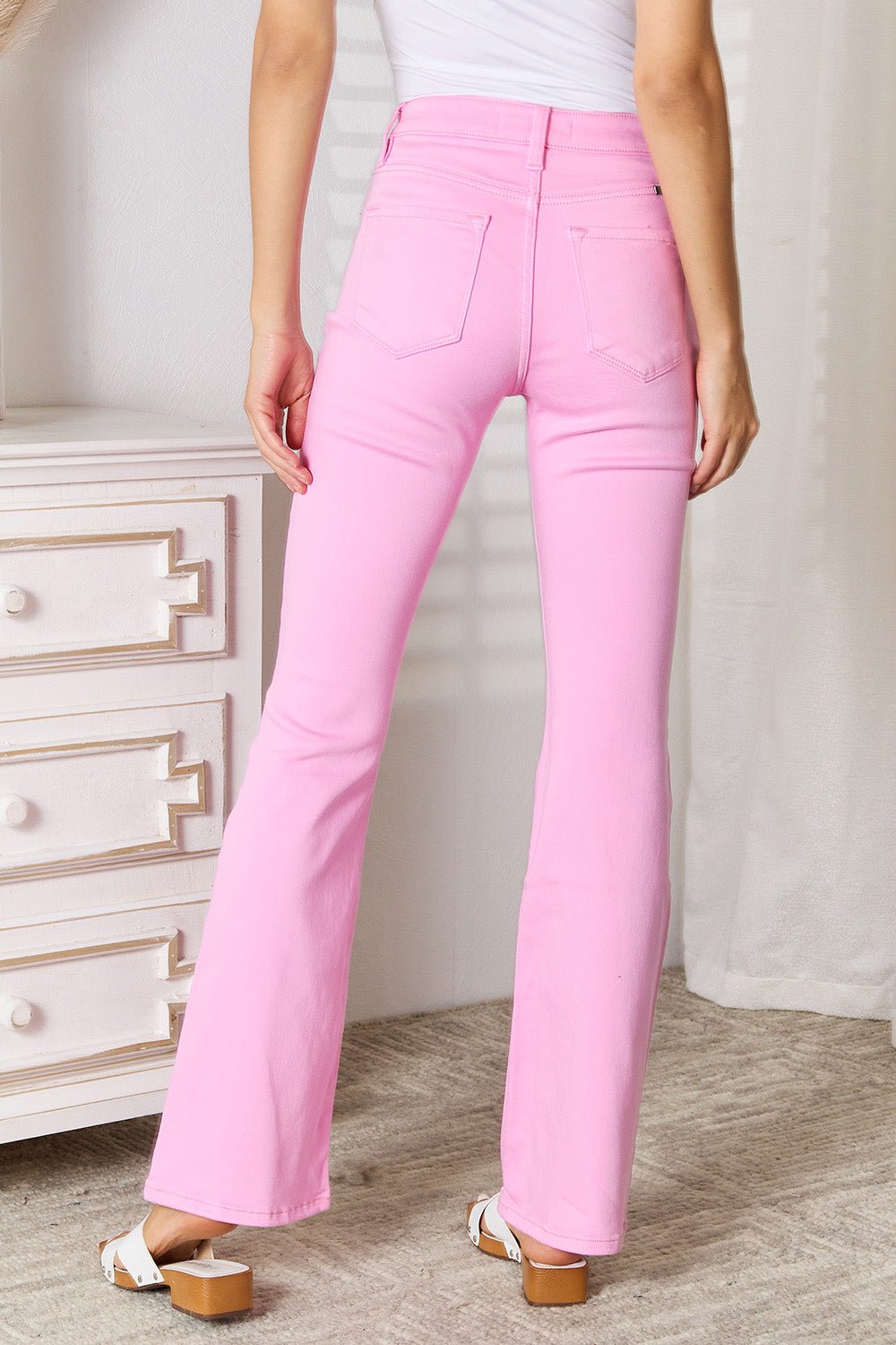 Kancan - Pink High Rise Bootcut Jeans