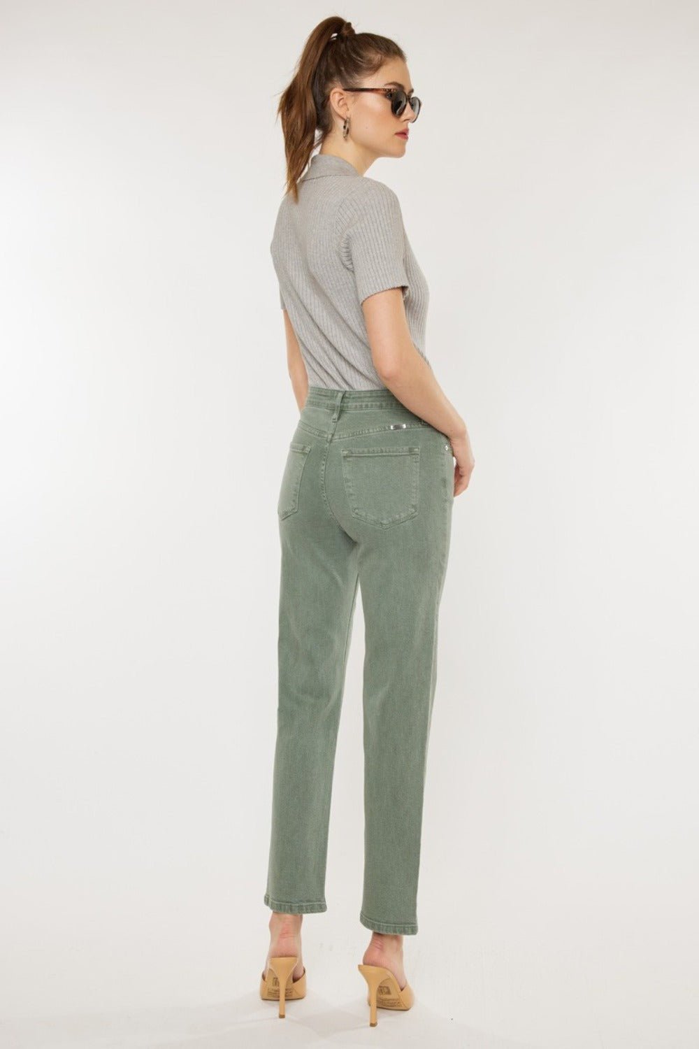 Kancan - Ultra High Rise Straight Leg Jeans in Olive