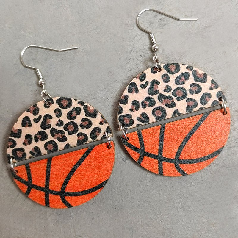 Leopard Sportsball Wooden Dangle EarringsEarringsBeach Rose Co.