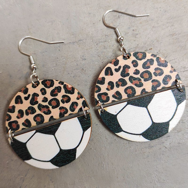 Leopard Sportsball Wooden Dangle EarringsEarringsBeach Rose Co.