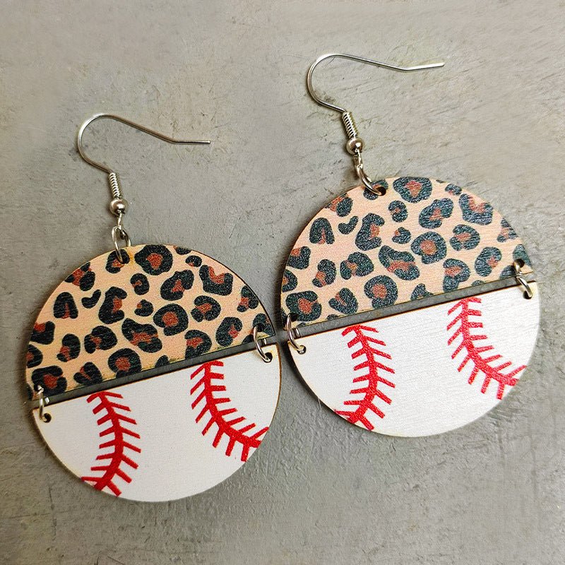 Leopard Sportsball Wooden Dangle EarringsEarringsBeach Rose Co.